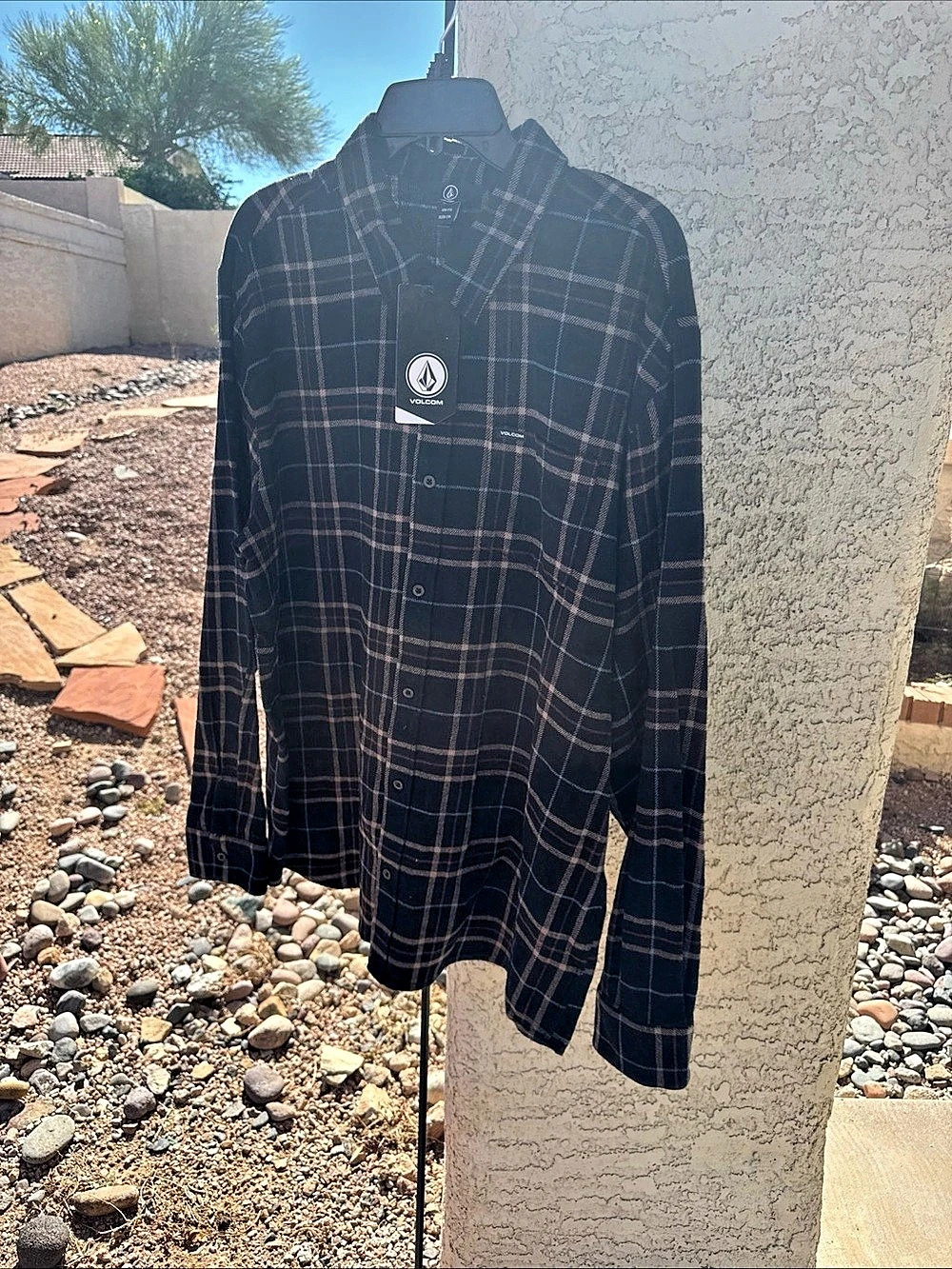 Volcom Leanland Flannel LS Plaid Flannel Shirt in Black & Brown XXL NWT